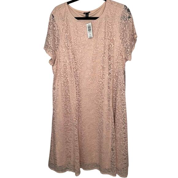 TORRID New With Tags Blush Pink Lace Trapeze Midi Dress Size 2 (18-20) - Picture 6 of 7